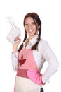 Beautiful housewife with electric beater Royalty Free Stock Photo