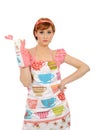 Beautiful housewife woman with lollipop Royalty Free Stock Photo