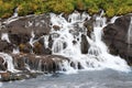 Beautiful Hraunfossar waterfalls in Iceland
