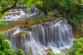 Beautiful Huay Mae Kamin Waterfall in Kanchanaburi Province. Thailand Royalty Free Stock Photo