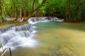 Beautiful Huay Mae Kamin Waterfall in Kanchanaburi Province. Thailand Royalty Free Stock Photo