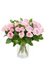 Beautiful huge bouquet of pink roses in vase isolated on white background Royalty Free Stock Photo