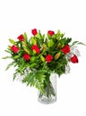 Beautiful huge bouquet of red roses in vase isolated on white background Royalty Free Stock Photo