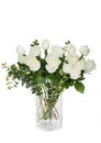 Beautiful huge bouquet of white roses in vase isolated on white background Royalty Free Stock Photo