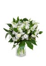 Beautiful huge bouquet of white roses in vase isolated on white background Royalty Free Stock Photo