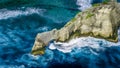 Beautiful Huge Wave hitting Rock on Atuh Beach, Nusa Penida, Bali, Indonesia Royalty Free Stock Photo