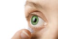 Beautiful human eye and contact lens isolated