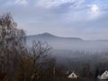 Beautiful hungarian foggy landscape from Balaton Uplands Royalty Free Stock Photo