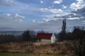 Beautiful hungarian foggy landscape from Balaton Uplands Royalty Free Stock Photo