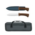 Beautiful hunting knife with big bag vector illustration.