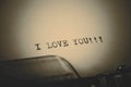 Beautiful I love you message typed by vintage typewriter Royalty Free Stock Photo