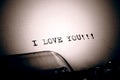 Beautiful I love you message typed by vintage typewriter Royalty Free Stock Photo