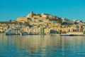 Beautiful Ibiza town with blue Mediterranean sea Royalty Free Stock Photo