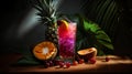 Beautiful ice cocktail drink with fruit, culinary photo