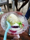 Beautiful ice cream and jelly glass