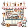 beautiful Ice cream parlor clipart illustration