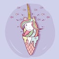 Beautiful ice cream unicorn with long mane
