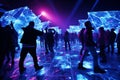 A beautiful ice palace lit up with Christmas lights