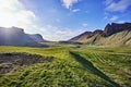 Beautiful iceland landscape with mountains and blue sky