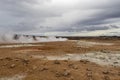 Beautiful Iceland landscape with surreal Namafjall geothermal area.