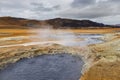 Beautiful Iceland landscape with surreal Namafjall geothermal area.