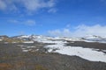 Beautiful icelandic snow cappped and icey mountains