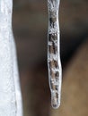 Beautiful icicle with ice patterns on the inside