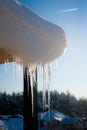 Beautiful Icicle on the snow roof Royalty Free Stock Photo