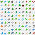 100 beautiful icons set, isometric 3d style