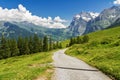 Beautiful idyllic Alps landscape and trail in mountains, Switzerland