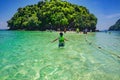 Beautiful idyllic seascape and white sand on Thale Waek or Separated Sea island krabi city Thailand