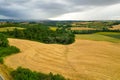 Beautiful idyllic summer or autumn landscape of Toscana with hills, forest trees and agricultural fields. Royalty Free Stock Photo