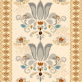 Beautiful Ikat floral embroidery pattern.