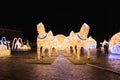 Beautiful illuminated Christmas sculptures in Magdeburg, Germany at night