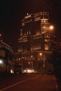 Beautiful illuminated ITC Royal Bengal hotel building at night in Kolkata, India