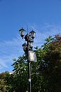 Beautiful illuminated lantern in the city square. Royalty Free Stock Photo