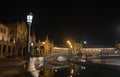 The beautiful illuminated Plaza de espana Royalty Free Stock Photo