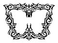Tribal tattoo pattern around white butterfly silhouette Royalty Free Stock Photo