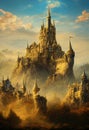 A beautiful illustration of castle in fantasy world, beautiful view as a background