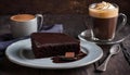 A beautiful illustration of a Chocolate Cake and Coffee
