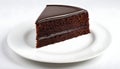 A beautiful illustration of chocolate cake on plate isolated