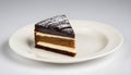 A beautiful illustration of chocolate cake on plate isolated