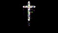 Beautiful illustration of Christmas cross symbol with colorful glitter sparkles and falling stars