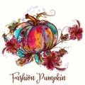 Beautiful illustration with colorful pumpkin