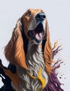 Afghan Hound Dog white background Splash Art 2 Royalty Free Stock Photo