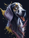 Saluki Dog black background Splash Art 1
