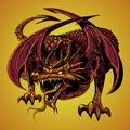 dragon in the sun. vector dragon illustration. only 5 colors, dragon rage.