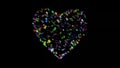 Beautiful illustration of heart shape with colorful diamonds on plain black background Royalty Free Stock Photo