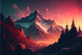 Beautiful illustration of himalaya mountain Generative AI