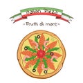 Beautiful illustration of Italian pizza Frutti di